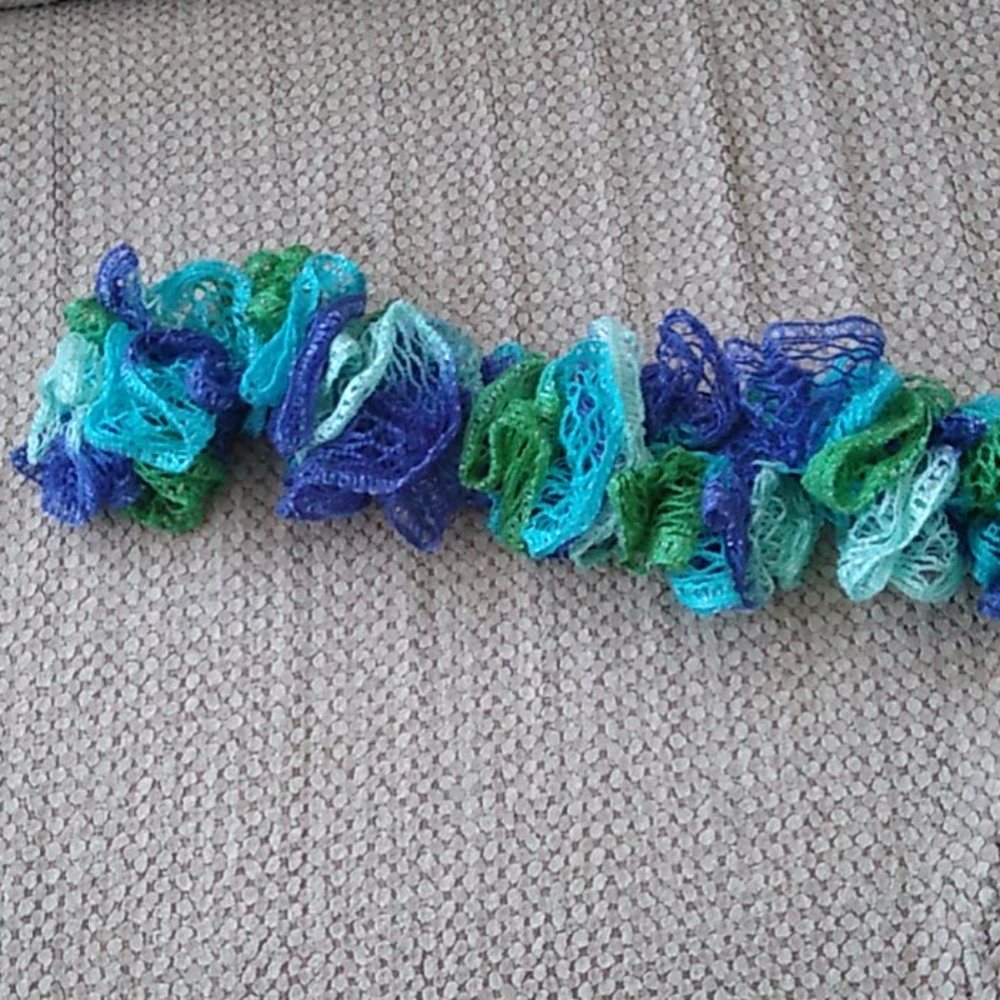 Blue and Green ruffle scarf